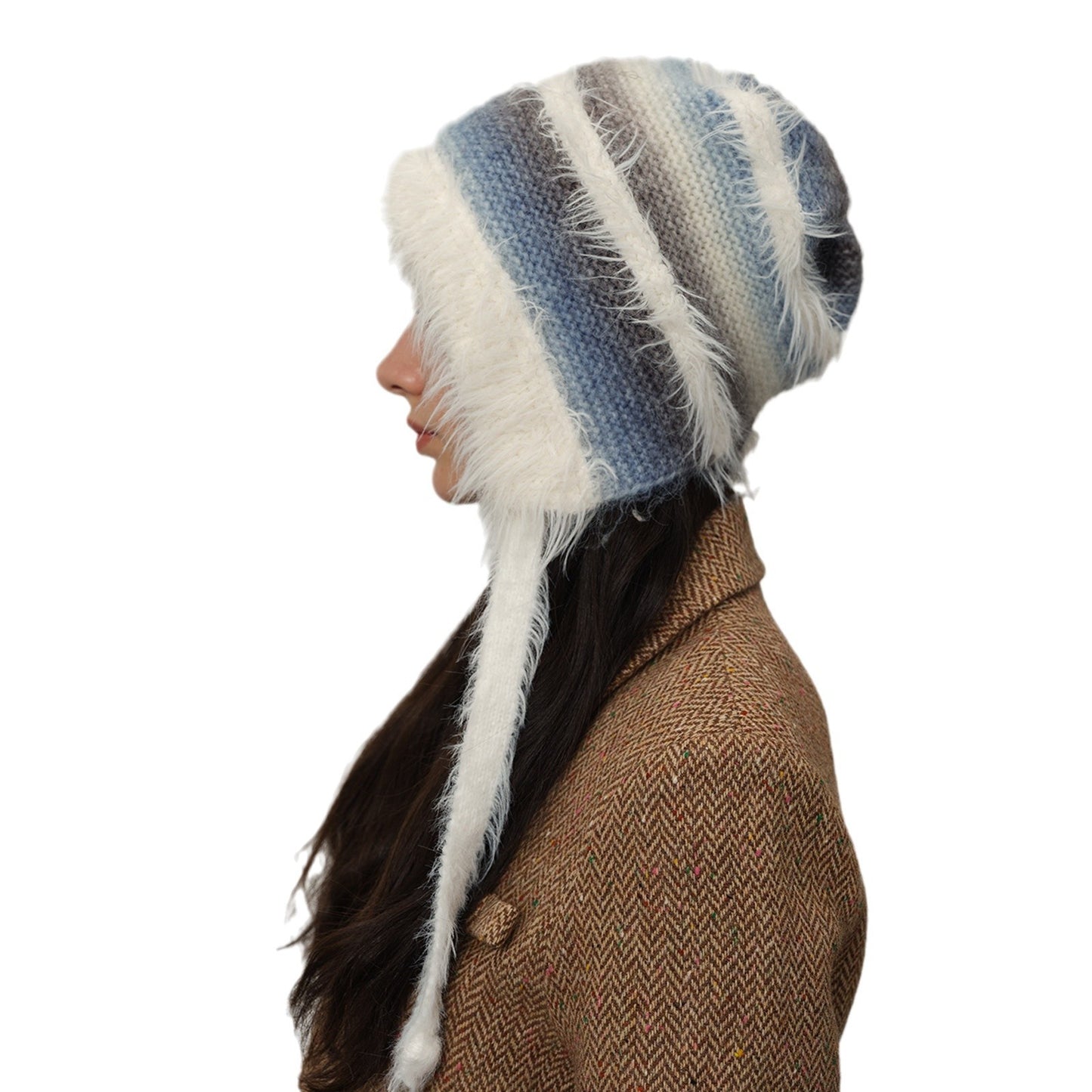 Cute Gradient Knit Beanie Hat with Ear Protection