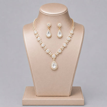 Elegant Crystal Jewelry Set with Necklace and Earrings for Parties