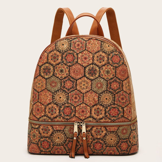 Fashionable Large Capacity Women’s Backpack with Cork Print