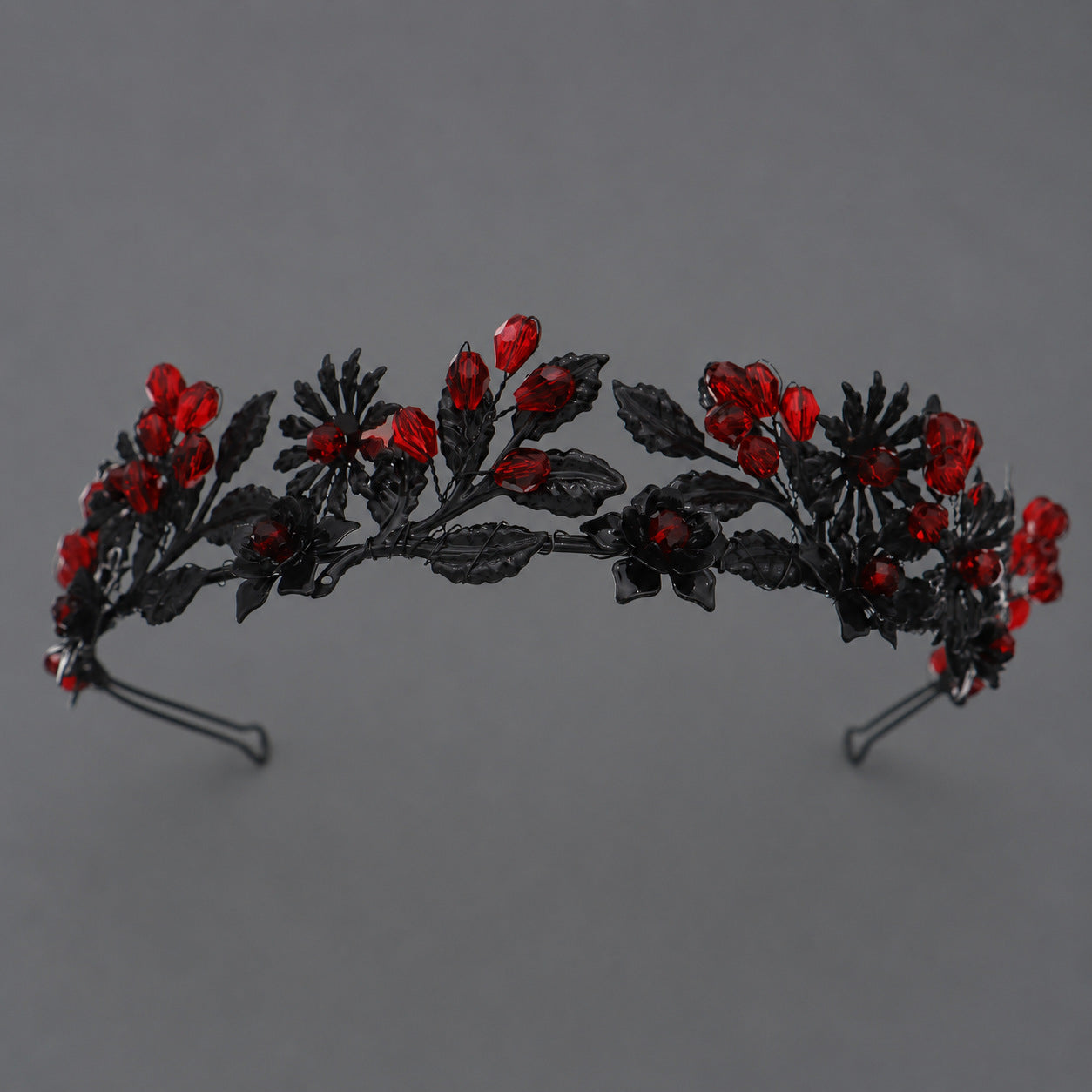 Dark Fantasy Alloy Crown with Rhinestones for Halloween Parties