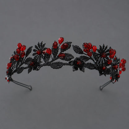Dark Fantasy Alloy Crown with Rhinestones for Halloween Parties