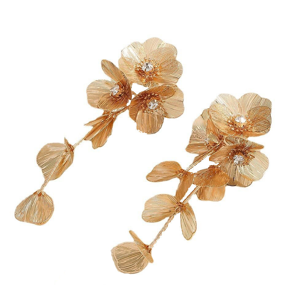 Golden Flower Bridal Headpiece with Matching Earrings