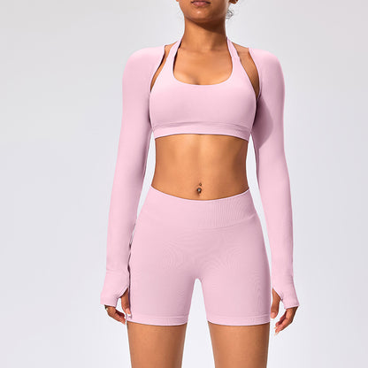 Women's Outdoor Yoga Set with Open Back Sports Bra and Pants