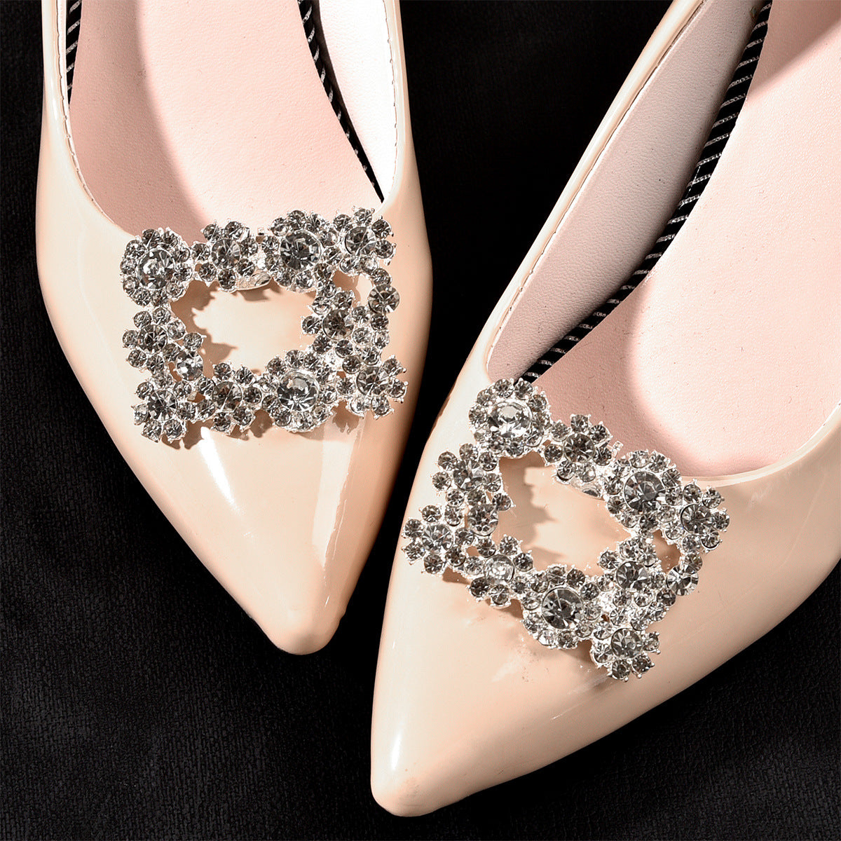 Square Crystal Metal Bridal Shoe Clips Accessories