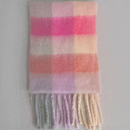 Trendy Plaid Scarf Plush Warm Women’s Shawl