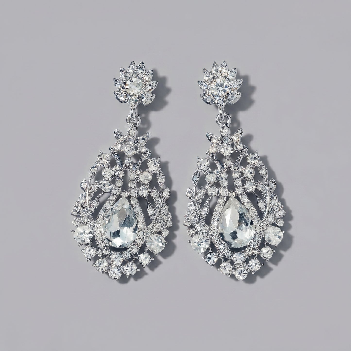 Vintage Floral Alloy Rhinestone Earrings Elegant Daily Drops
