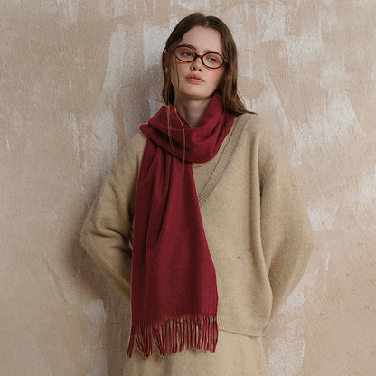Classic Wool Scarf with Tassels for Men and Women