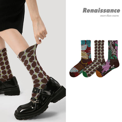 Renaissance Floral Embossed Cotton Blend Slouch Socks