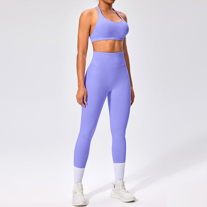Women's Outdoor Yoga Set with Open Back Sports Bra and Pants