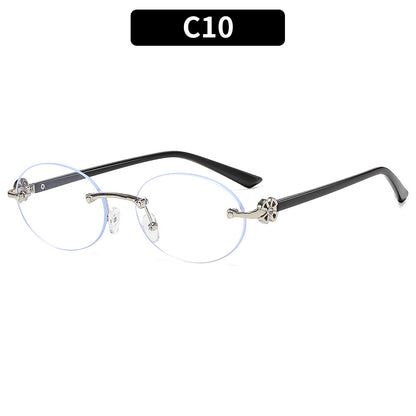 Oval Rimless Fashion Sunglasses UV400 Protection for Outdoor Activities