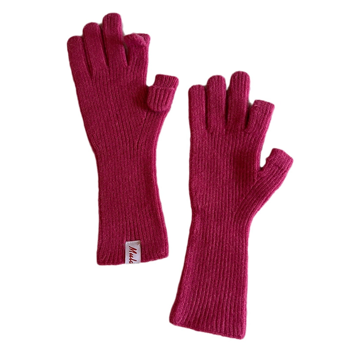 Knitted Wool Fingerless Gloves for Women