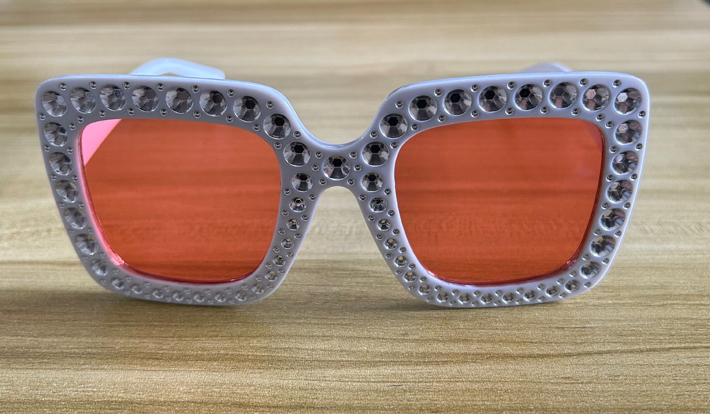 Colorful Gemstone-Embellished Disco Sunglasses Retro Style