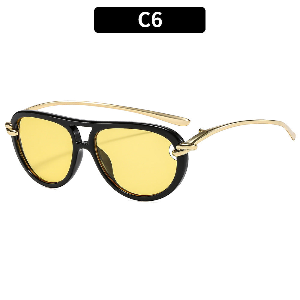 Trendy Knotted Double Beam UV400 Sunglasses