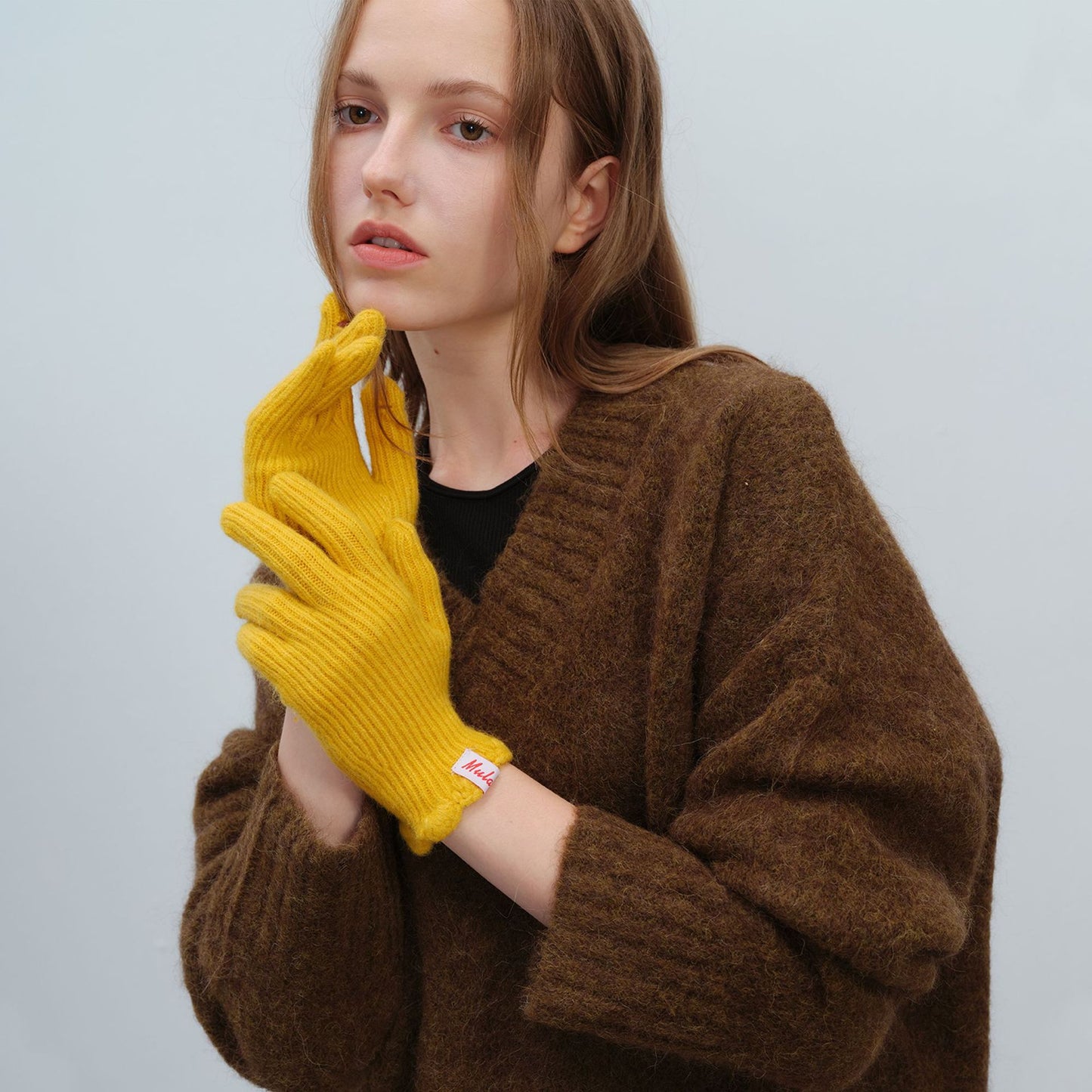 Wool Fingerless Touchscreen Gloves Warm Mittens for Women
