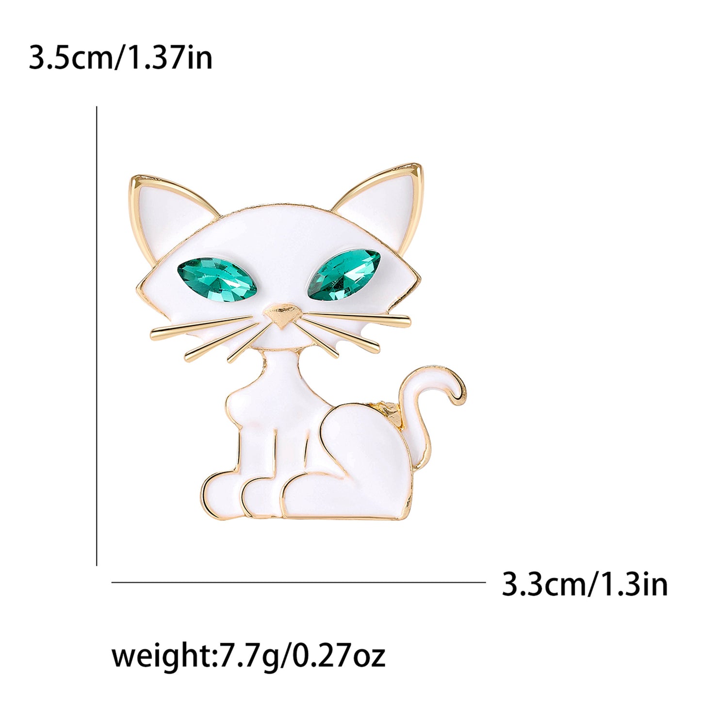 Fashionable Cat Enamel Brooch Crystal Pin for Suits