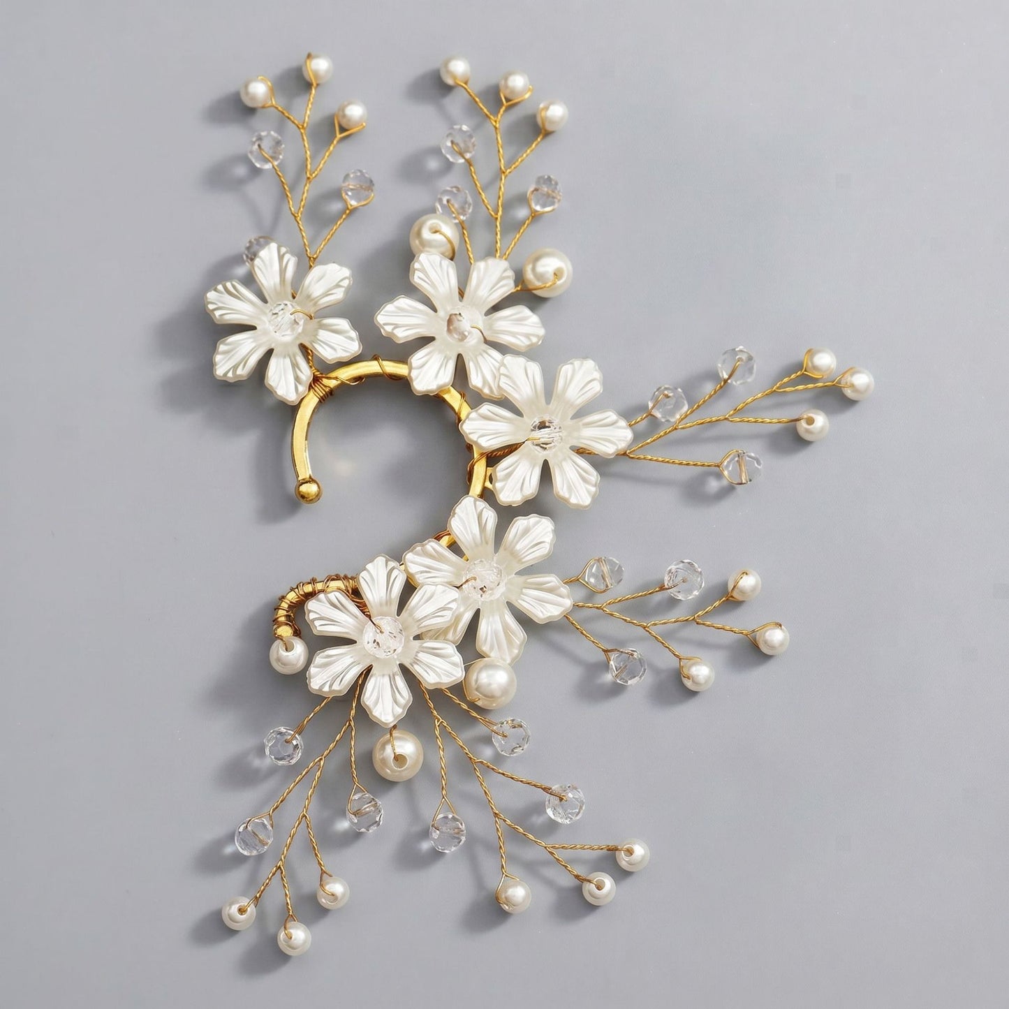 Handcrafted Pearl and Crystal Floral Earrings - Elegant and Versatile Accessories