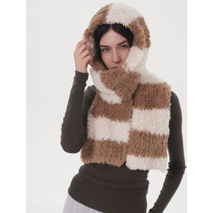 Soft Striped Two-Tone Plush Scarf for Women - Thick and Cozy