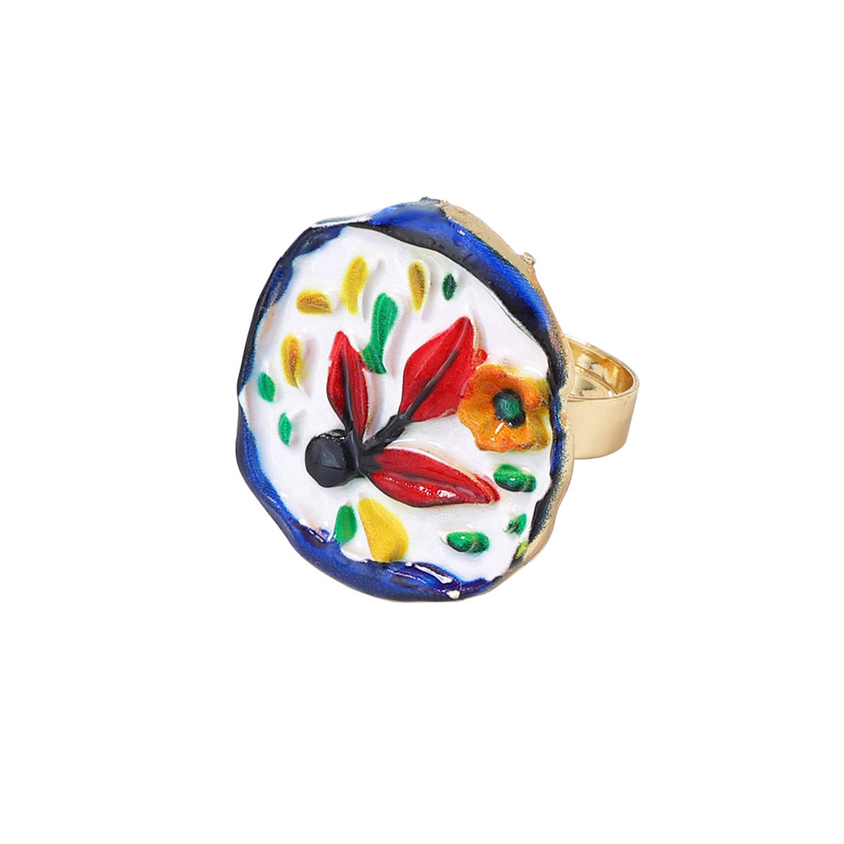 Zinc Alloy Floral Heart Adjustable Open Ring Boho Chic
