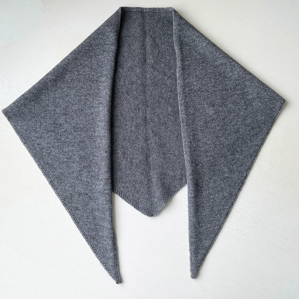 5% Cashmere Wool Knit Triangle Scarf Elegant Warm Shawl