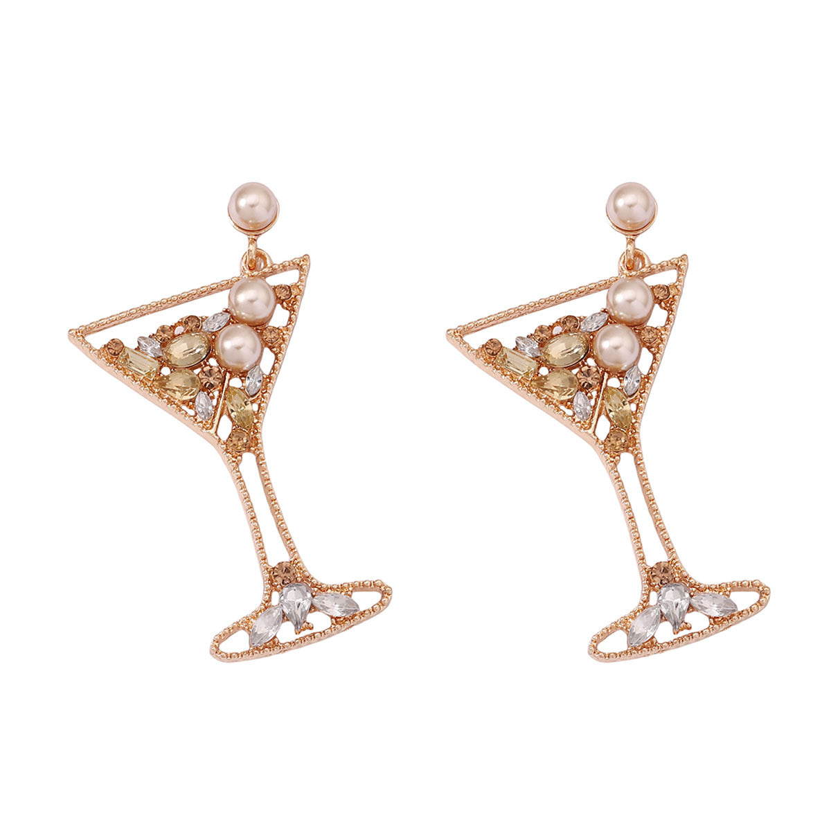 Pearl Pave Crystal Hollow Alloy Drop Earrings Chic