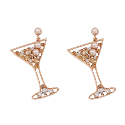 Pearl Pave Crystal Hollow Alloy Drop Earrings Chic
