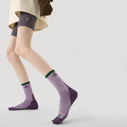 Athletic Colorblock Mid Calf Moisture Wicking Socks