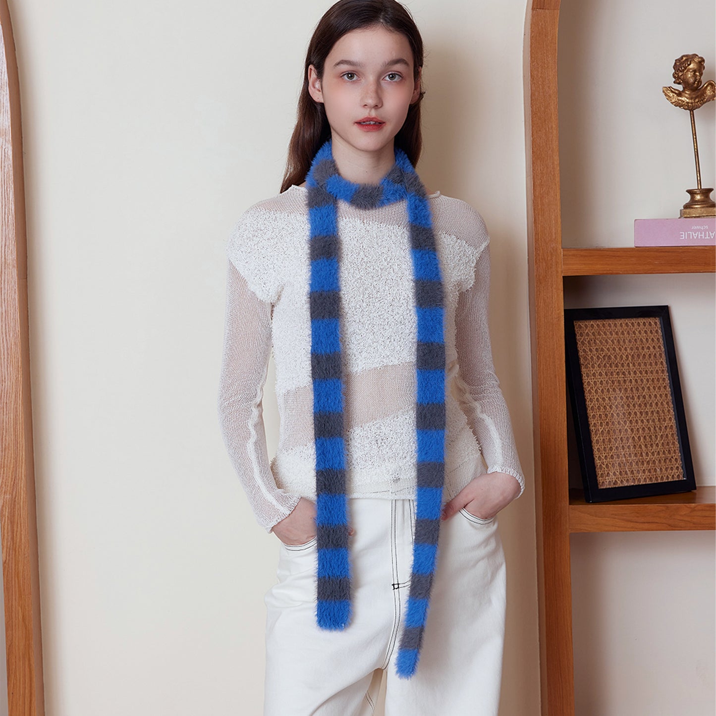 Trendy Striped Knit Scarf for Women - Versatile Chic Autumn/Winter Accessory