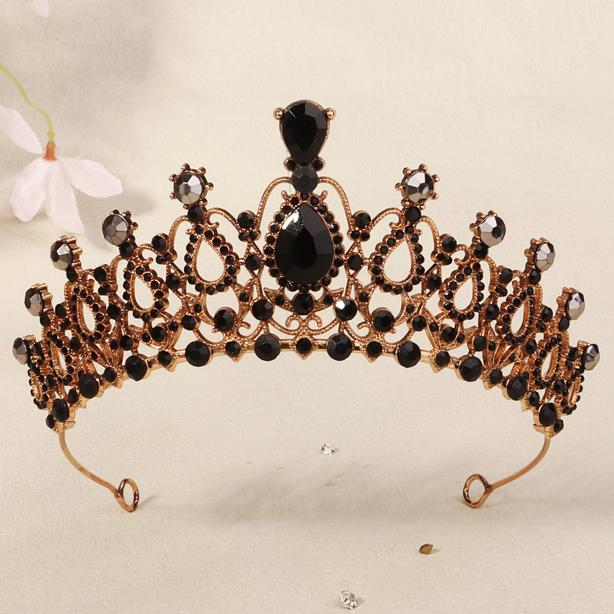 Dark Fantasy Alloy Crown with Rhinestones for Halloween Parties