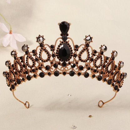 Dark Fantasy Alloy Crown with Rhinestones for Halloween Parties