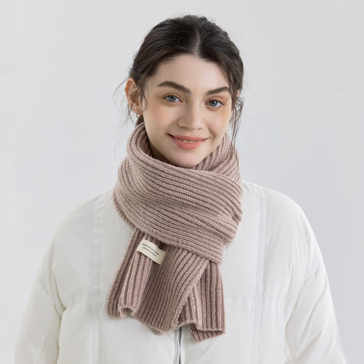 Solid Color Knitted Scarf for Women and Men
