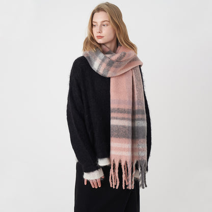 Soft Cashmere Feel Plaid Scarf for Women - Vintage Style