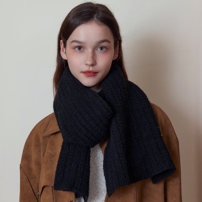 Plain Color Wool Knit Scarf Stylish Warm Unisex Winter Cozy Scarf