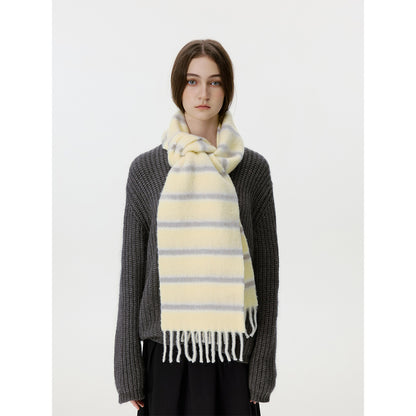 Designer Korean Style Wool Blend Multi-Color Striped Scarf for Women
