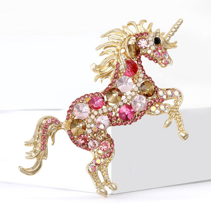 Elegant Unicorn Brooch with Rhinestones Stylish Accessory for All