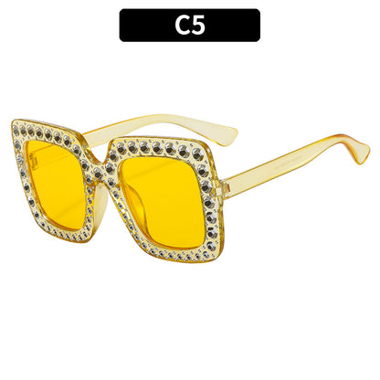 Colorful Gemstone-Embellished Disco Sunglasses Retro Style