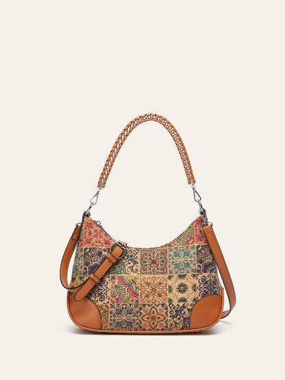 Trendy Ethnic-Inspired Cork Shoulder Bag