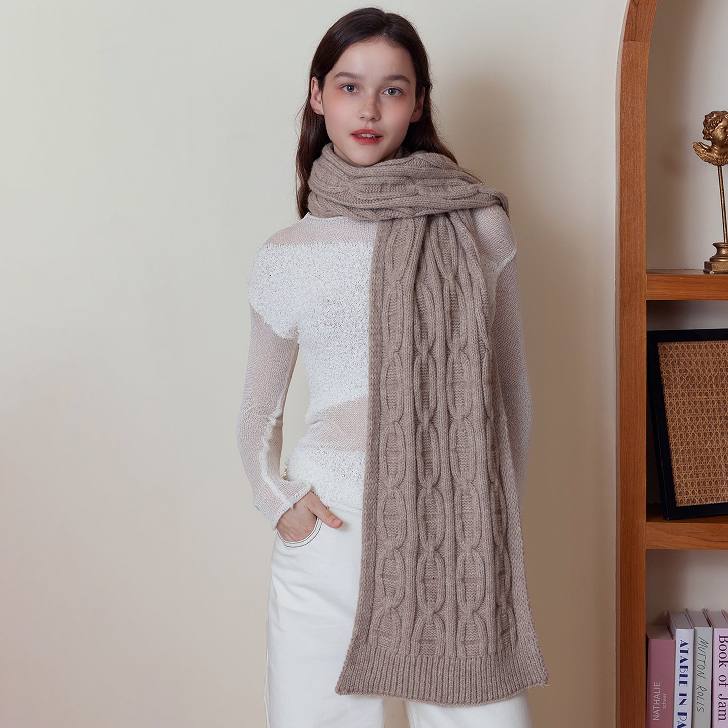 Classic Cable Knit Solid Color Unisex Scarf Soft Warm Neck Gaiter
