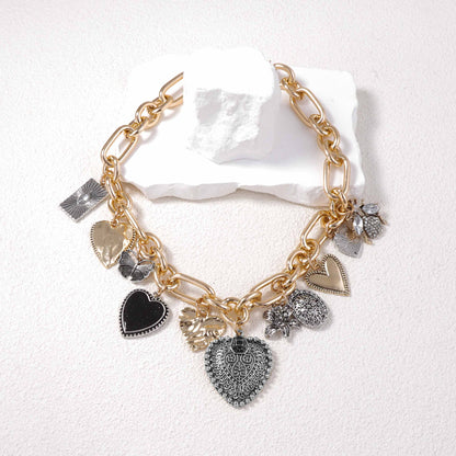 Alloy Micro Pave Zircon Heart Pendant Necklace Trendy