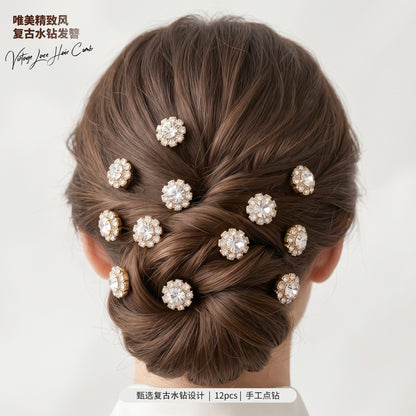 Floral Crystal U-Shaped Hairpin Set for Weddings and Special Occasions
