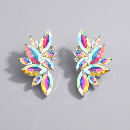 Vintage Floral Alloy Rhinestone Earrings Elegant Daily Drops
