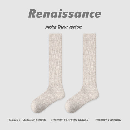 Mid Calf Colorblock Cotton Blend Socks Retro Casual