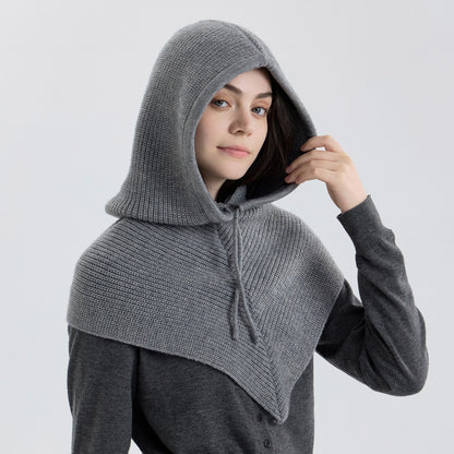 Classic Knitted Balaclava Hat with Neck Warmer and Drawstring