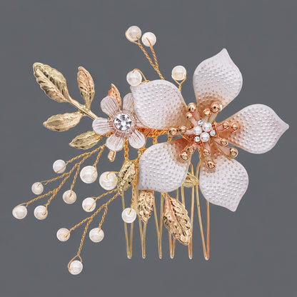 Elegant Floral Hair Clips with Pearl and Rhinestone Accents