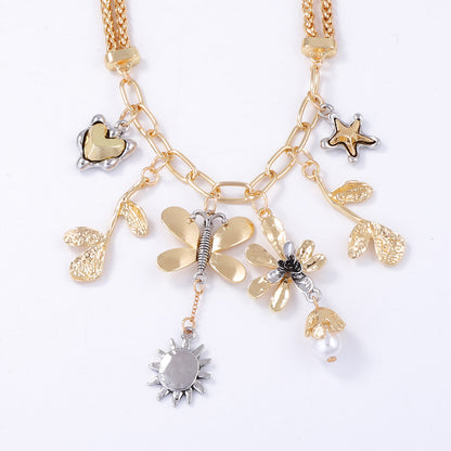 Necklace Animal Flower Tassel Layered Casual Chic