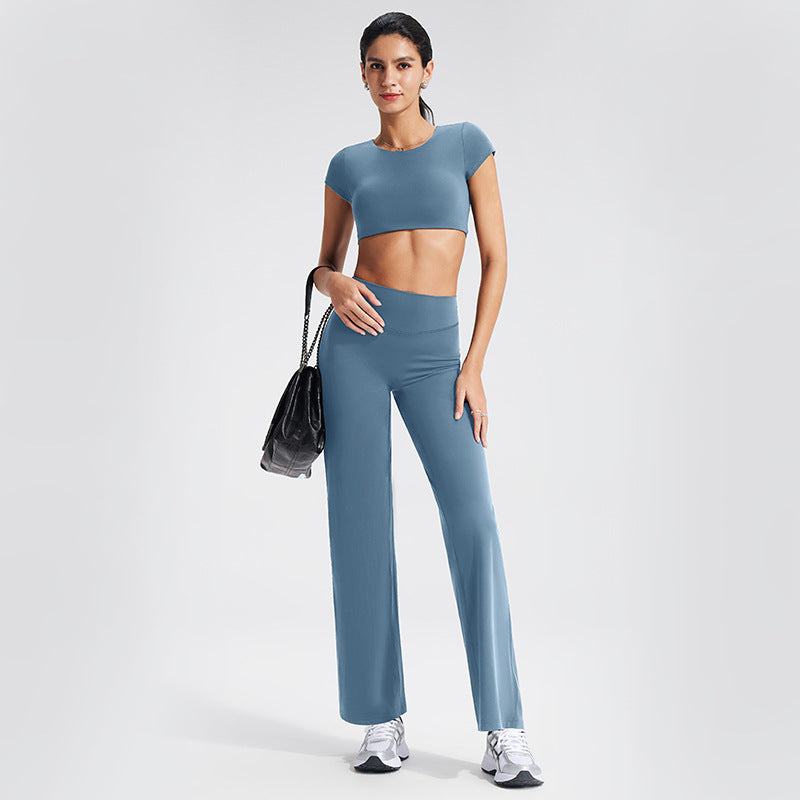 Backless Sports T-Shirt Set with Removable Pads for Women