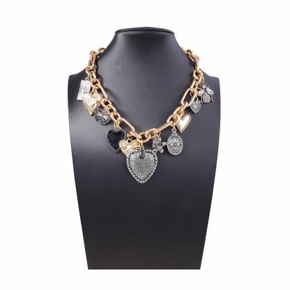 Alloy Micro Pave Zircon Heart Pendant Necklace Trendy