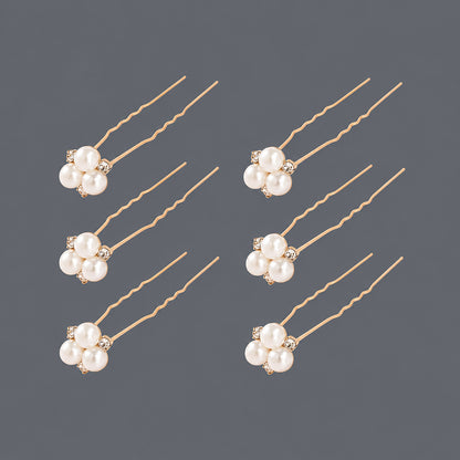 Handcrafted Pearl Hairpins With Rhinestones For Weddings