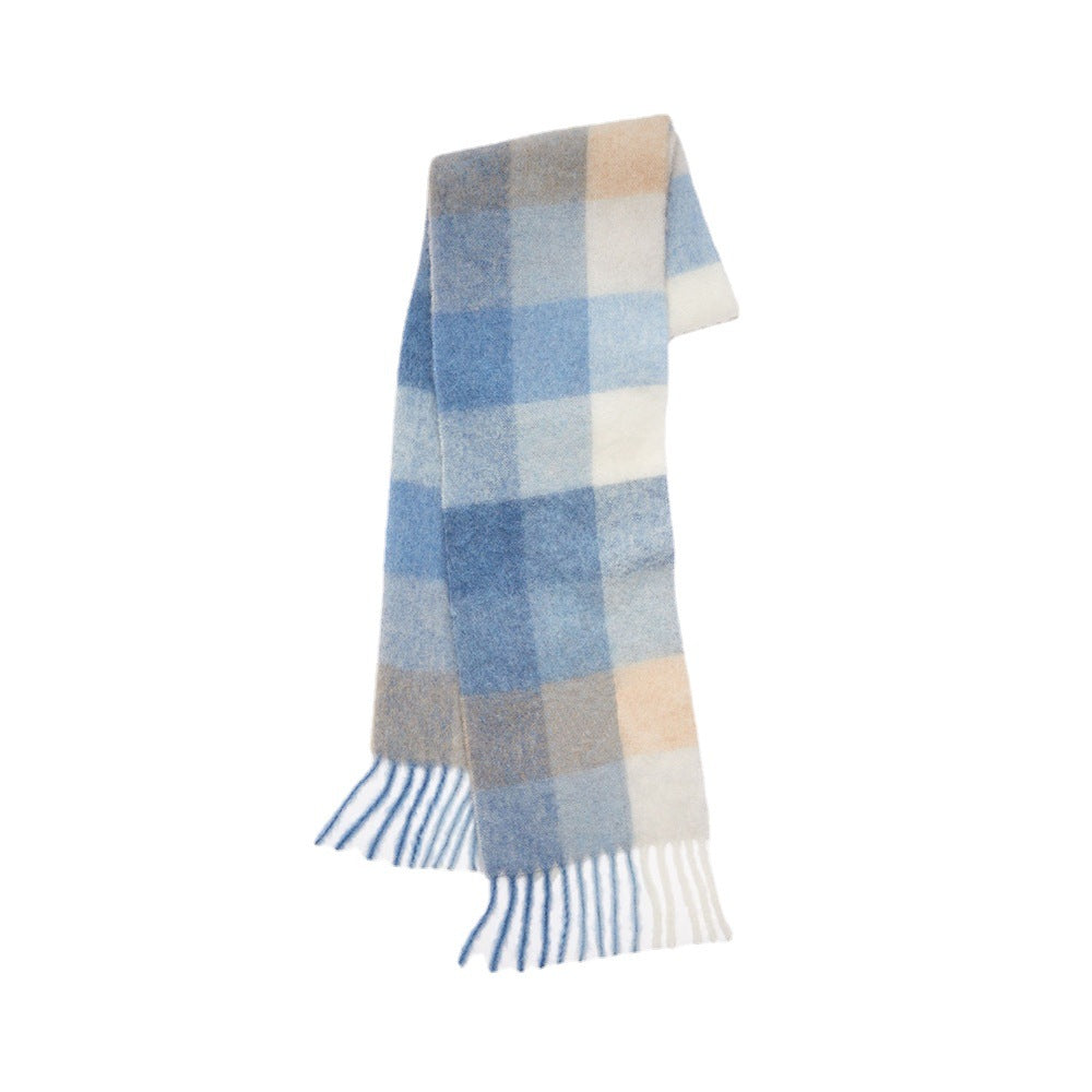Trendy Plaid Scarf Plush Warm Women’s Shawl