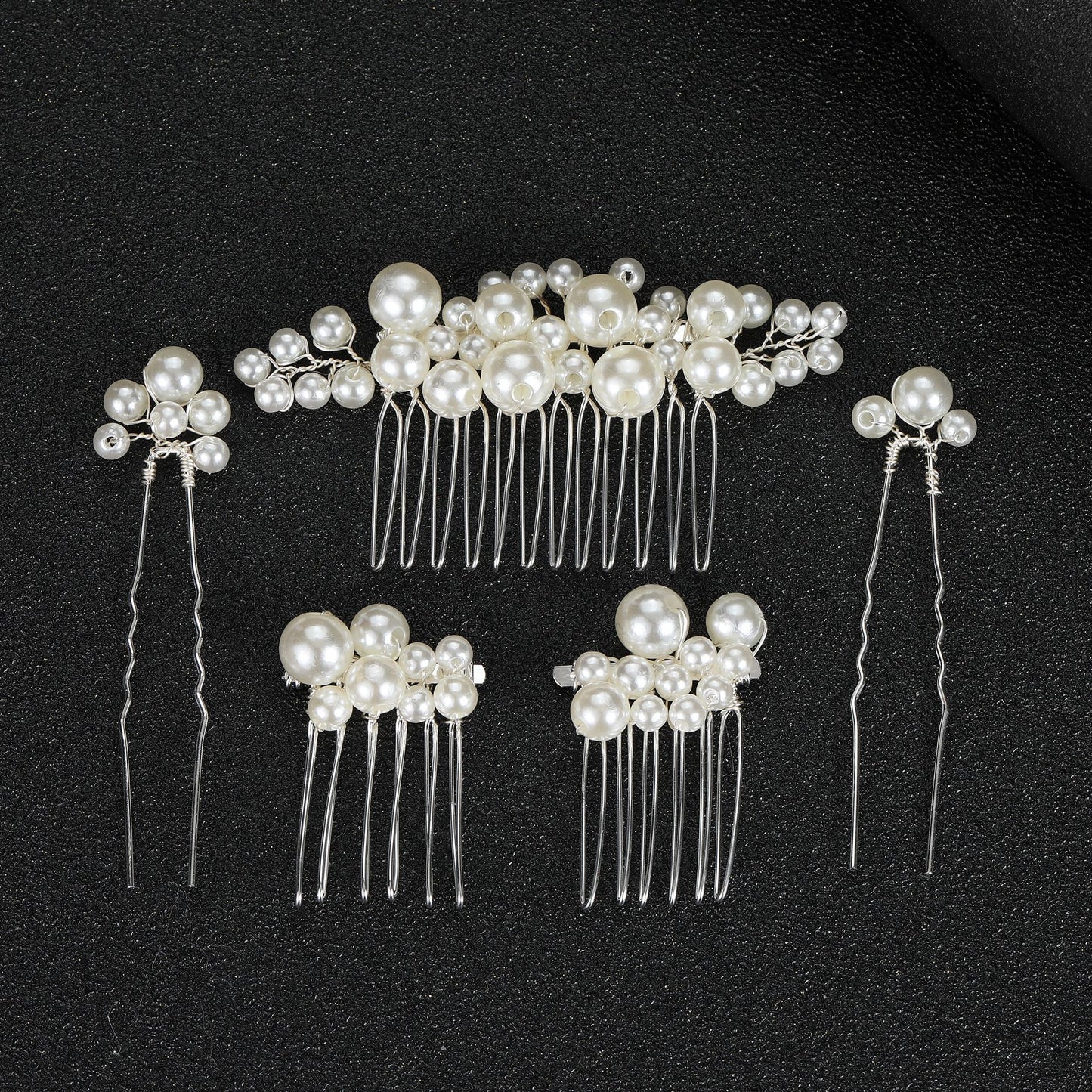 Set of 3 Combs and 2 Hair Pins Bridal Wedding Hair Accessories