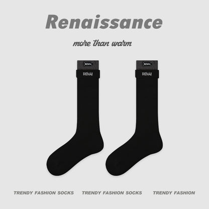 Socks Layered Mid Calf Lettered Cotton Blend Casual